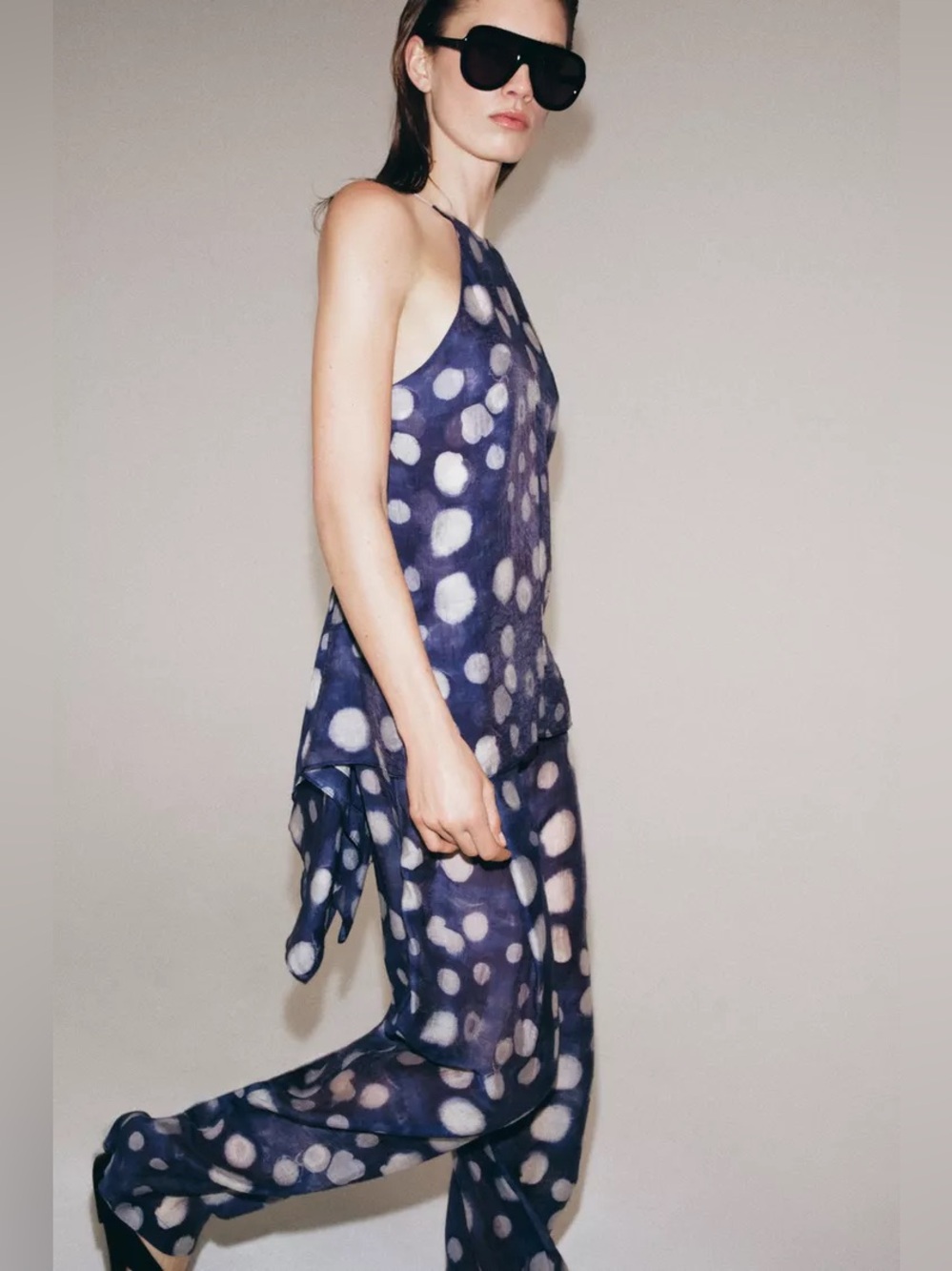 Zara ZW Women's Navy Polka Dot  Pants. POP - Picture 9 of 9